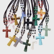 Natural Red Agate Quartz Cross Necklace Womens Fashion Jewelry Pendant Necklace Crystal Stone Cross 