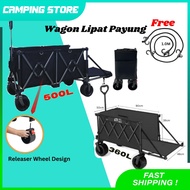 600L Wagon Trolley Heavy Duty Wagon Trolley Camping Foldable Trolley Cart Troli Wagon Stroller Campi