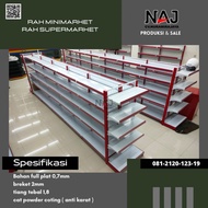 Rak gondola doble rak minimarket doble dua sisi