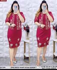 dress bahana scuba mix brokat rompi bisa lepas ld 110cm