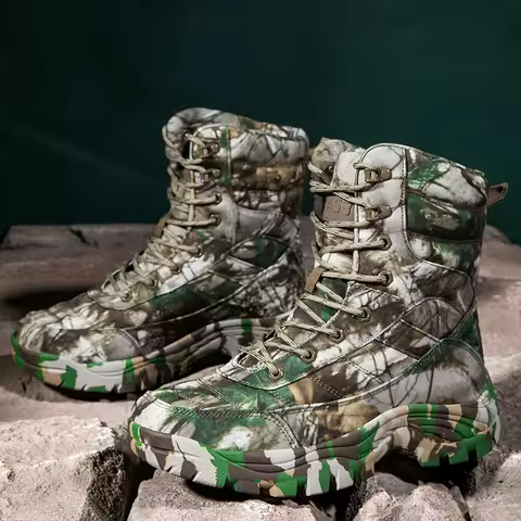 Outdoor Training Men Tactical Boots High-Top Desert Shoes Camouflage Combat Hiking Boots Camoufcage 