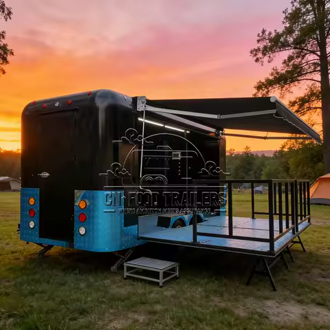 CN Food Trailer Stage Trailer Food Truck Mobile Bar Food Trailer Custom Built Retro Vintage DJ Booth