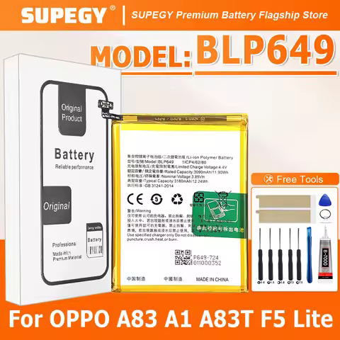 100% New Battery BLP649 For OPPO A83 A1 A83T F5 Lite Battery + Free Tools