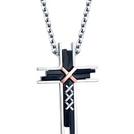 十字架男項鍊 對鍊 鑽石14K金白鋼 愛 時尚