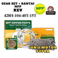 001-KEV-NPP CK ORIGINAL Gear Set Depan Belakang Rantai Gir Paket Rantai Roda Chain Kit HND SUPRA Ran