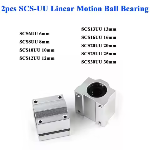 2PCS SCS6UU SCS8UU SC10UU SCS12UU SCS16UU SCS20UU Linear Motion Ball Bearing Block Slider for CNC Ro