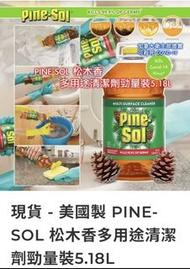 （現貨）美國製 PINE-SOL 松木香多用途清潔劑勁量裝5.18L