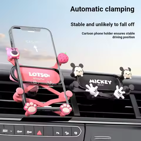 Cartoon Disney Strawberry Bear Car-Mounted Mobile Phone Holder Anime Lotso Mickey Navigation Frame P
