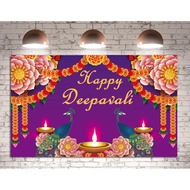 Happy Deepavali Photography Background Diwali Theme Festival of Lights Peacock Indian Festival Holiday Photo Backdrop Wall Decoration