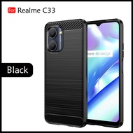 Carristo Realme C33 Back Case Cover Carbon Fiber Brushed TPU Silicone Soft Casing Phone Mobile Housi