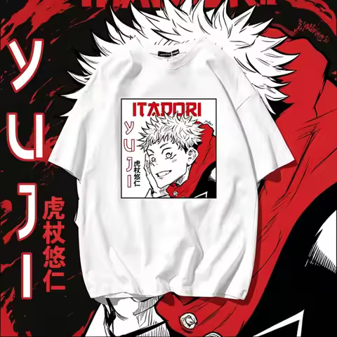 Jujutsu Kaisen Itadori Yuji Manga Square Print T-shirt Men Women Oversized Short Sleeve Tees Anime S