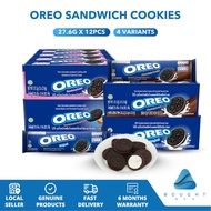 Oreo Sandwich Cookies Tray – 27.6g x 12pcs, Assorted Flavors, Crunchy Cream-Filled Biscuits