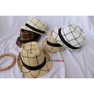 F18 striped fedora hat Geometric fedora hat Imported fedora hat/