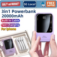 3In1 Mini Powerbank 20W Fast Charging 20000mAh Portable Power Bank Built In Cable QC Charger With LED Digital Display