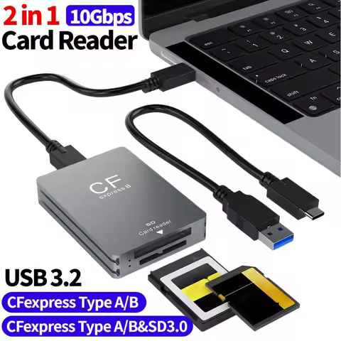 2 in 1 CFexpress Type A B SD 3.0 Card Reader USB 3.2 10Gbps with USB C To USB C/A Cable Support Andr