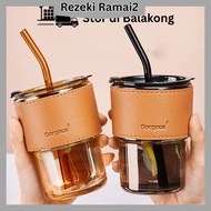 Hadiah Door gift Cawan Gelas Air Teh Kopi Ada Penutup Straw Satu Set Gift Set