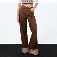 11.11 SALISA - BAGGY JEANS PF24 Logo Folded ปล่อยหรือพับชายก็ได้ กางเกงยีนส์ *BROWN PRE-ORDER 1 WEEK