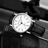 【 Ready Stock 】Men Simple Fashion Leather Strap Digital Quartz Watch Man Korean Style Watches