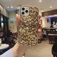 Casing Huawei P20 P30 P40 P50 Mate 20 30 40 50 Pro Luxury Glitter Gold Rhinestone Diamond Phone Case