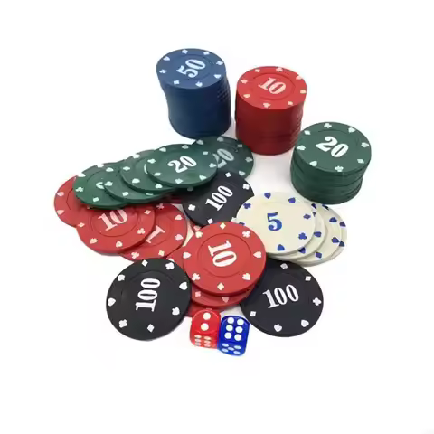 100Pcs 5 Colors Plastic Chip Chips Professional Casino European Chips Set Round