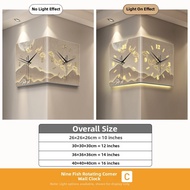 YUANLAISHIWOJIA | Decorative 9 Fish Image Dual-Side Digital Wall Clock