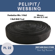 WebbingTALI 22mm Black 48 yards Pleated/