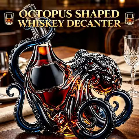 3D Sculpted Octopus Shaped Whiskey Decanter Borosilicate Glass Decanter for Whiskey Wine Octopus Win