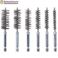 BEBETTFORM 6Pcs Stainless Steel Bore Brush, Different Sizes 4'' Long Twisted Wire Bore Brushes, Prac