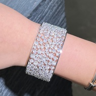 SEQUITO Brilliant White Gold Plated Wrist Jewelry Full Micro Paved Setting Round Sparkling AAAAA Cub