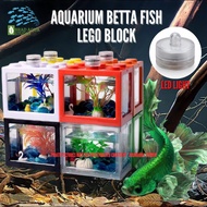 AQUARIUM Betta Fish Lego Block Fish Tank  &amp; LED Light Akuarium Mini Ikan Laga LEGO