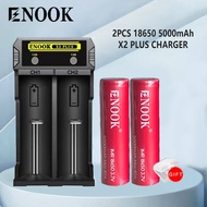 Enook 18650 （Red ）5000mAh 40A lithium ion Rechargeable 3.7v battery with Enook X2Plus charger