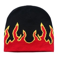 Y2K Beanies Fire Flame Beanie Flame Beanie Skullies Beanie Slouchy Beanie Knit Beanie Hat Flame Skul
