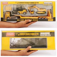 HKO Metal Backhoe Trailer Truck Toy Construction Truck Back Hoe Bulldozer Excavator Jagat Diecast