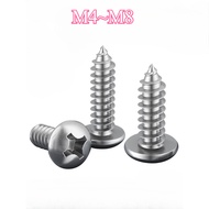 [HNK] 304 Stainless Steel Round Head Self-Tapping Screw Wooden Screw Phillips Slot Plate Head Extens