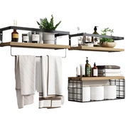 Kitchen Bedroom Wall Storage Rack Iron Art Structure Bathroom Towel Rack Simple Partition Bedroom St