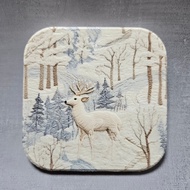 Knitted Deer-Crystal Carved Ceramic Water-Absorbent Coaster Diatomite Coaster Absorbent Coaster