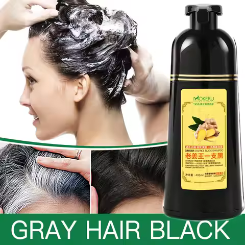 Mokeru 1pc Ginger shampoo Herbal Non Allergic Natural Fast Blacking Gray Hair Dye Black Shampoo For 