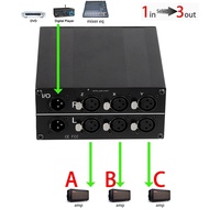 TECHCHIP-3-Way Stereo XLR Passive Audio Signal Switcher Selection Switch Balanced 3 in 1 Out Audio S