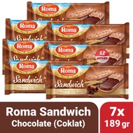 Save Package - 7X Roma Sandwich Chocolate 189Gr - Chocolate Cream Biscuit