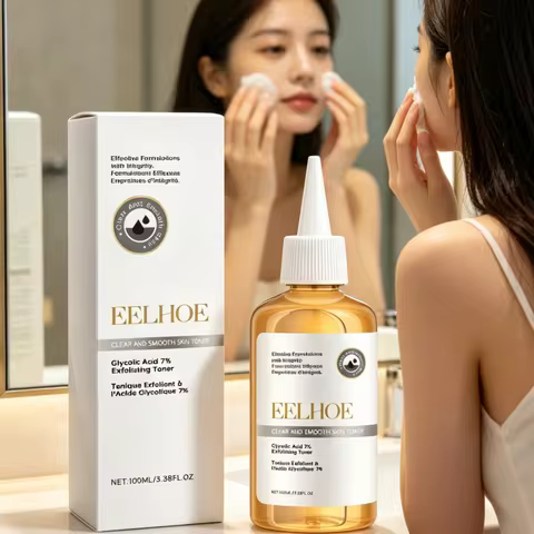 EELHOE Glycolic Acid Toner Gentle Exfoliation Refine Pores Deep Moisturizing Brighten Skin Tone Natu