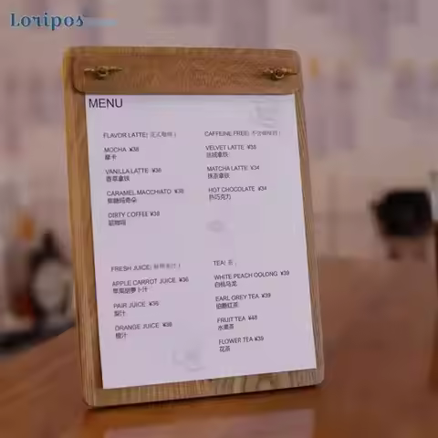 18x25cm Cash Desk Cafe Tea Menu Holder For Wedding Wood Menu Stand House Restaurant Menu Folder Pape