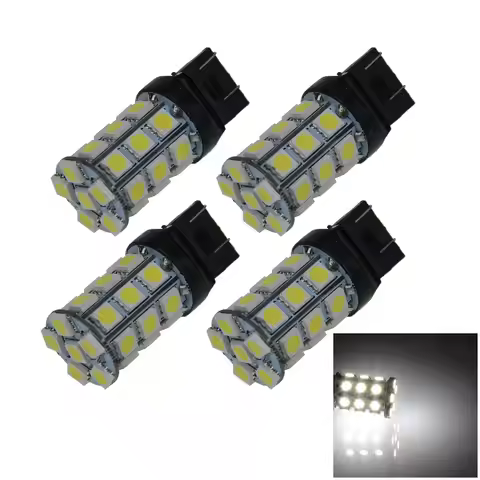 4x White AUTO 7443 Brake Lamp Indicator Light 27 Emitters 5050 SMD LED W3X16Q 7440 G004-W