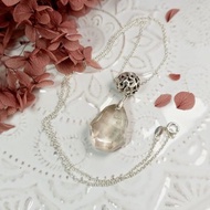 項鍊 黃鈦晶 水晶 鏤空銀花球 雙面可戴 925銀飾 寶石 銀鍊