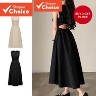 Women Party Dress Plain Backless -Elastic Waist -Ball Gown Dress L77ED270 (Multi-color)