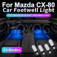For Mazda CX-80 2023-2026 4 Heads Car Footwell Light 5V USB Powered Motion Sensor 10 Modes Non-Wire 