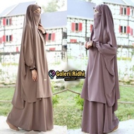 Set setelan French Khimar cadar instan lengan Renda baju muslimah