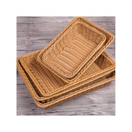 Imitation Rattan Rectangular Bread Basket Rattan Basket Rattan Storage Plastic Storage Storage Baske