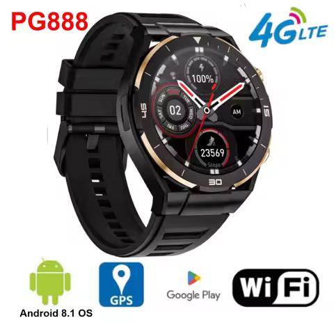 New PG888 4G SIM LTE Smart Watch Android 8.1 OS Wifi 1.54 Inch 360*360 Touch Screen 2GB RAM 32GB ROM