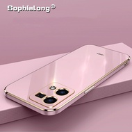Soft Phone Cases for OPPO Reno7 Reno8 4G Reno 7 8 F21 Pro Colored Shinning Plated Back Cover with Straight Edges