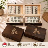 Mini Travel Engraved Mahjong Set with crafted quality wooden box (156 Tiles, 4 animals, 4 Fei, 4 Jok